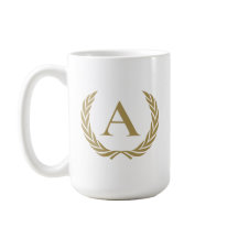 Elegantes Goldmonogramm und Kranz