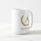 Elegantes Goldmonogramm und Name Kaffeetasse (VorderseiteRechts)