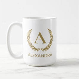 Elegantes Goldmonogramm und Name Kaffeetasse