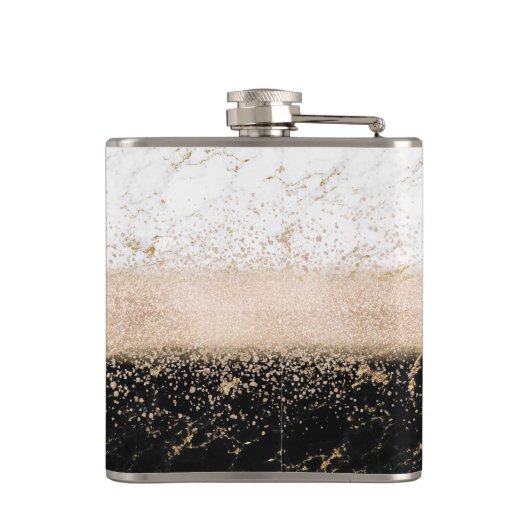 Elegantes Goldmotiv aus Rose Flachmann (Rückseite)