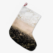 Elegantes Goldmotiv aus Rose Großer Weihnachtsstrumpf (Vorderansicht (hängend))