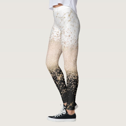 Elegantes Goldmotiv aus Rose Leggings (Links)