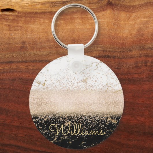 Elegantes Goldmotiv aus Rose Schlüsselanhänger (Vorderseite)