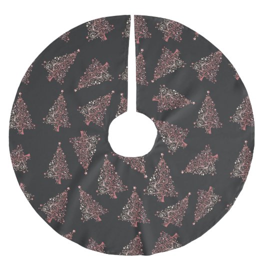 Elegantes Goldmuster der modernen Rose Polyester Weihnachtsbaumdecke (Vorderseite)