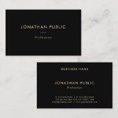 Elegantes Goldname Schwarzes Template Beruflich Visitenkarte (Vorne/Hinten)