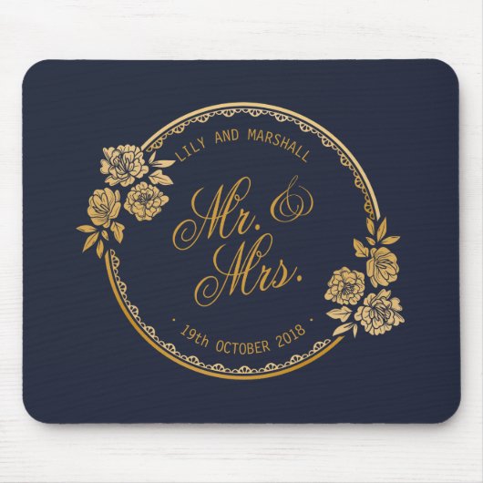 Elegantes Goldpersonalisierte Hochzeit | Mousepad (Vorne)