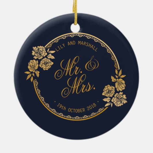 Elegantes Goldpersonalisierte Keramik Ornament (Hinten)