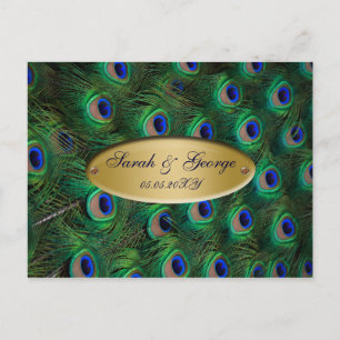 elegantes Goldpfau-Hochzeit UAWG Einladungspostkarte