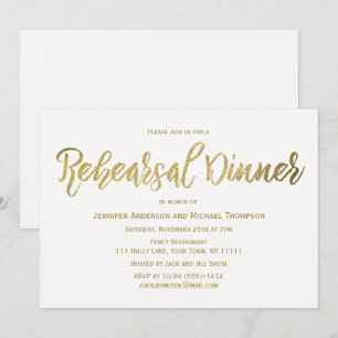 Elegantes GoldProben-Abendessen Einladung