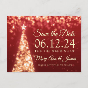 Elegantes Goldrotes Weihnachten, das Save the Date Ankündigungspostkarte
