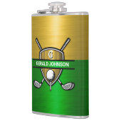 Elegantes Goldschild-Monogramm-Design Flachmann (Links)