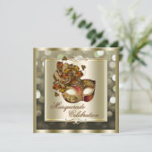 Elegantes Goldschimmernde Lichter Bokeh Maskerade Einladung (Stehend Vorderseite)