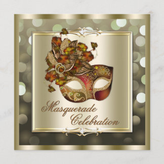 Elegantes Goldschimmernde Lichter Bokeh Maskerade Einladung