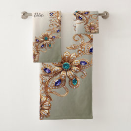 Elegantes Goldschmuck-Blumen-Handtuch-Set Badhandtuch Set