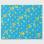 Elegantes Goldschneeflocken blaues Wrapping Paper Geschenkpapier (Flach)