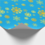 Elegantes Goldschneeflocken blaues Wrapping Paper Geschenkpapier (Ecke)