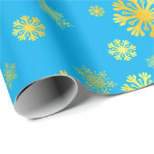 Elegantes Goldschneeflocken blaues Wrapping Paper Geschenkpapier (Rolleneckpunkt)