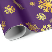 Elegantes Goldschneeflocken dunkles lila Wrapping Geschenkpapier (Rolleneckpunkt)