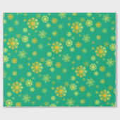 Elegantes Goldschneeflocken grünes Wrapping Paper Geschenkpapier (Flach)