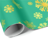 Elegantes Goldschneeflocken grünes Wrapping Paper Geschenkpapier (Rolleneckpunkt)