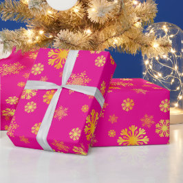 Elegantes Goldschneeflocken rosa Wrapping Paper Geschenkpapier