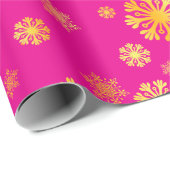 Elegantes Goldschneeflocken rosa Wrapping Paper Geschenkpapier (Rolleneckpunkt)