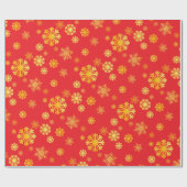 Elegantes Goldschneeflocken rotes Wrapping Paper Geschenkpapier (Flach)