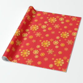 Elegantes Goldschneeflocken rotes Wrapping Paper Geschenkpapier