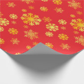 Elegantes Goldschneeflocken rotes Wrapping Paper Geschenkpapier (Ecke)