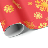 Elegantes Goldschneeflocken rotes Wrapping Paper Geschenkpapier (Rolleneckpunkt)