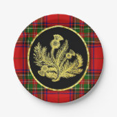 Elegantes Goldschottische Distel und kariert Pappteller (Vorderseite)