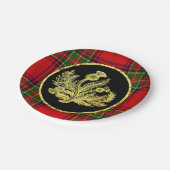 Elegantes Goldschottische Distel und kariert Pappteller (Schrägansicht)