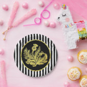 Elegantes Goldschottische Distel und -streifen Pappteller (Party)