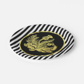 Elegantes Goldschottische Distel und -streifen Pappteller (Schrägansicht)