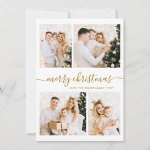 Elegantes Goldschrift-4-Foto-Collage Weihnachten