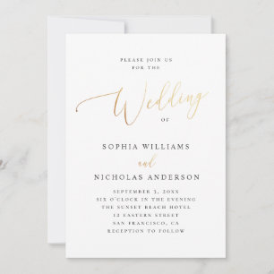 Elegantes Goldschrift-Hochzeitsdesign Traditione Einladung
