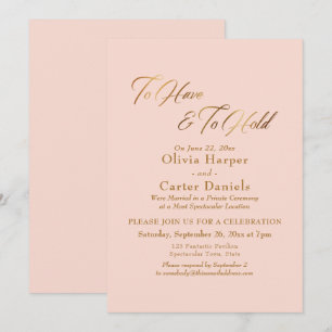 Elegantes Goldschrift-Set für die Trauungszeremoni Einladung