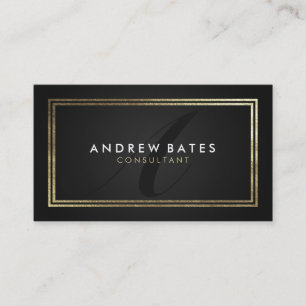 Elegantes Goldschwarz beruflich modernes Monogramm Visitenkarte
