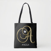 Elegantes Goldschwarz-mit Monogramm Tasche (Vorderseite)