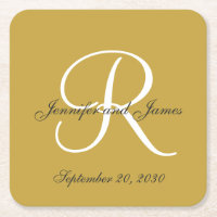 Elegantes Goldschwarz-Monogramm nennt Gastgeschenk