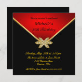 Elegantes Goldschwarz-rotes Einladung (Vorne/Hinten)