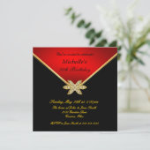 Elegantes Goldschwarz-rotes Einladung (Stehend Vorderseite)