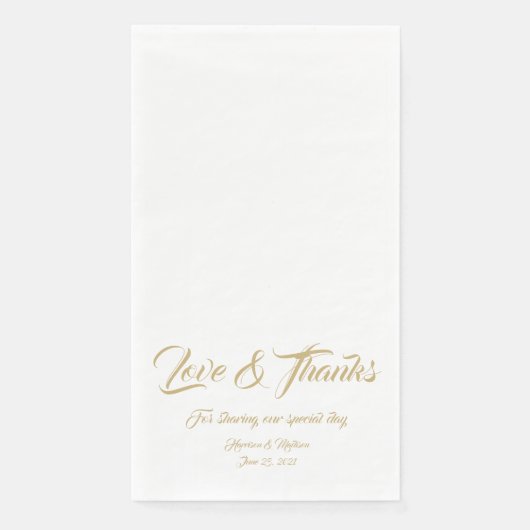Elegantes Goldskript benutzerdefinierte Liebe & Da Serviette (Vorderseite)