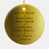 Elegantes Goldtaufe-Foto Keramik Ornament (Hinten)