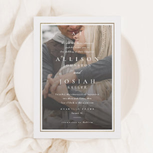 Elegantes goldtransparentes Foto Hochzeit Einladung