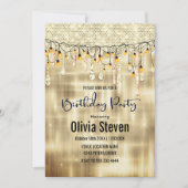 Elegantes Goldtropfen-Glitzer-Monogramm Einladung (Vorderseite)