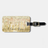 Elegantes Goldtropfen-Glitzer-Monogramm Gepäckanhänger (Vorderseite horizontal)