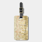 Elegantes Goldtropfen-Glitzer-Monogramm Gepäckanhänger (Vorderseite vertikal)