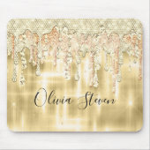 Elegantes Goldtropfen-Glitzer-Monogramm Mousepad (Vorne)