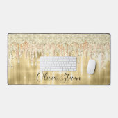 Elegantes Goldtropfen-Glitzer-Monogramm Schreibtischunterlage (Tastatur & Maus)